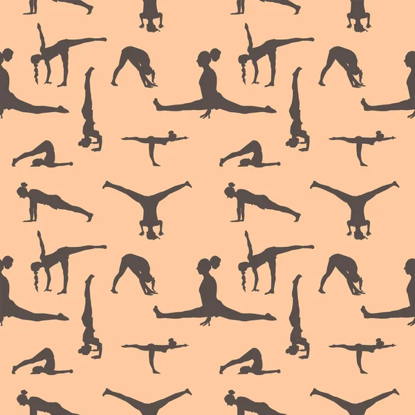 Yoga poses seamless pattern. — Stock Vector