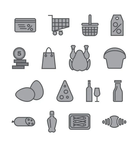 Conjunto de iconos de artículos de comestibles . — Vector de stock
