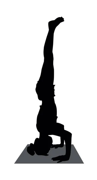 Yoga pose headstand silhouette. — Stock Vector