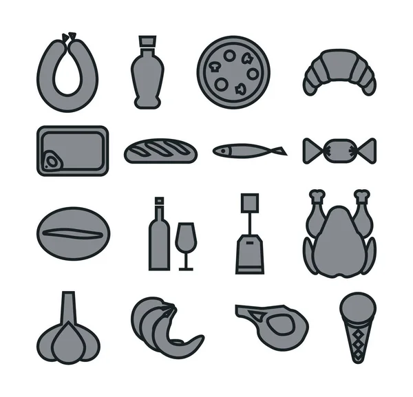 Grocery items icons set. — Stock Vector