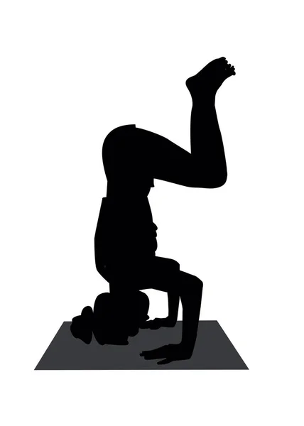 Yoga pose cabeza silueta . — Archivo Imágenes Vectoriales