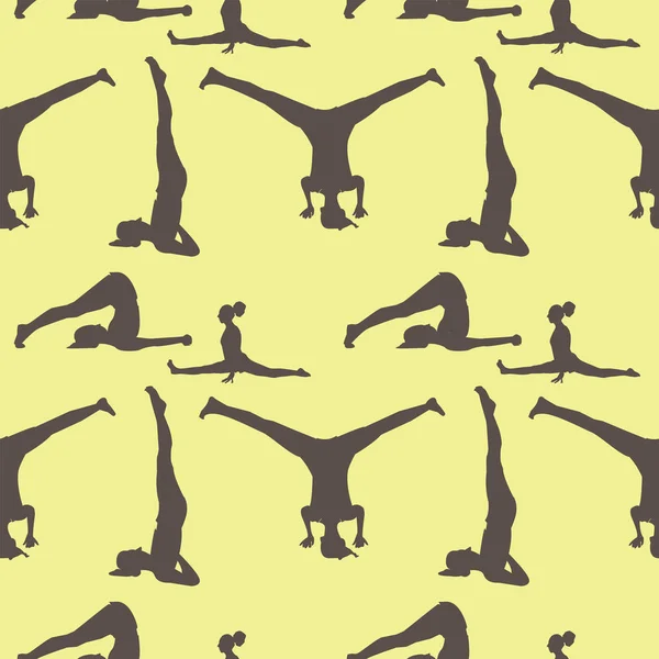 Yoga poses seamless pattern. — Stock Vector