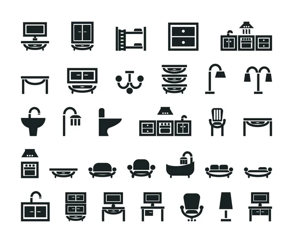 Set de iconos de muebles para el hogar . — Archivo Imágenes Vectoriales
