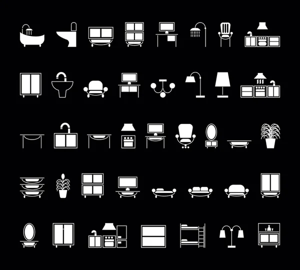 Set de iconos de muebles para el hogar . — Archivo Imágenes Vectoriales