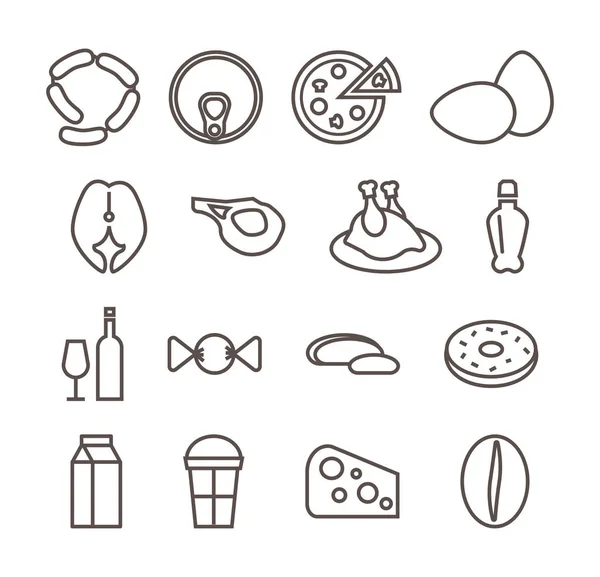 Položky potravin nastavení ikon. — Stockový vektor