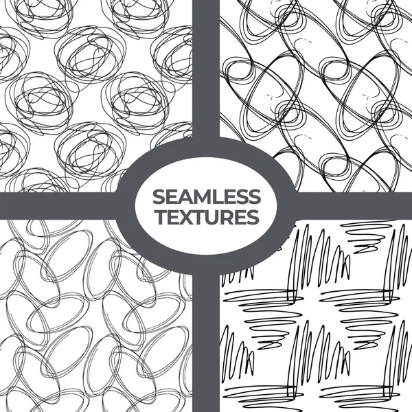 Set of hand-drawn seamless pattern — Stock Vector