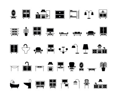 Ev mobilyaları Icon set.