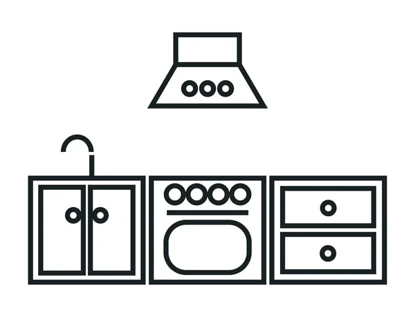 Conjunto de muebles de cocina icono — Vector de stock