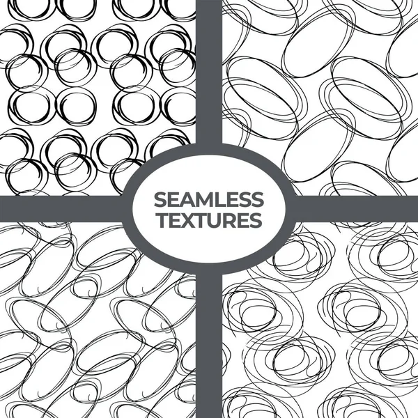Set of hand-drawn seamless pattern — Stock Vector