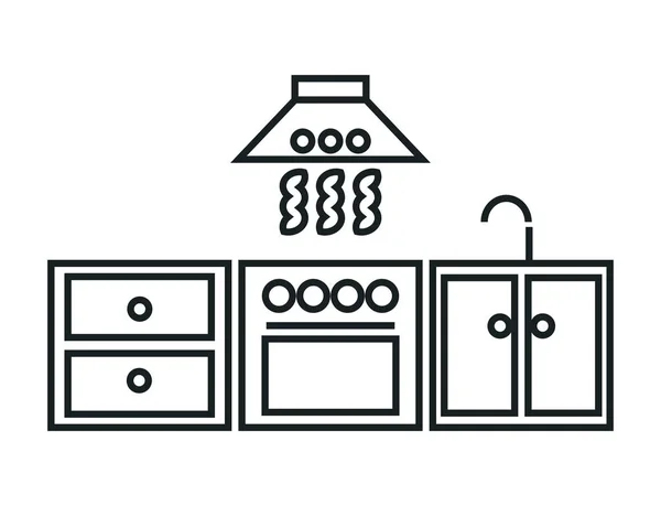 Conjunto de muebles de cocina icono — Vector de stock