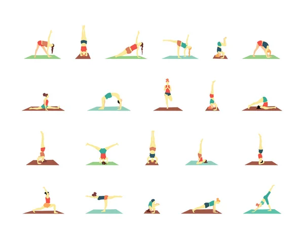 Yoga poses set. — Stock Vector