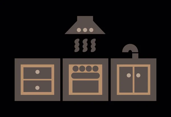 Meubles de cuisine ensemble d'icônes . — Image vectorielle