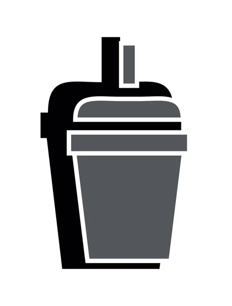 Beber taza de plástico con icono de paja — Vector de stock