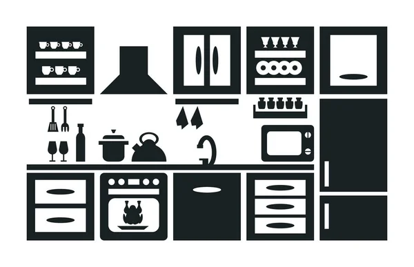 Muebles de cocina. — Vector de stock