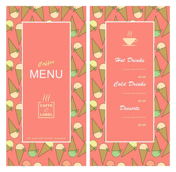 Menu template cafe — Stock Vector