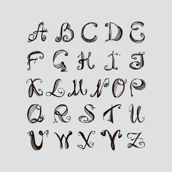 Engels alfabet. Set van pen-getekende letters. — Stockvector