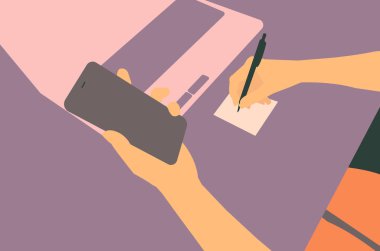 workplace. hands,smartphone, laptop