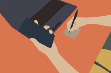 Dizüstü bilgisayarın arkasındaki iş adamı. Işyeri