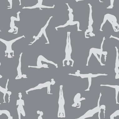 Yoga siluetleri sorunsuz desen pozlar