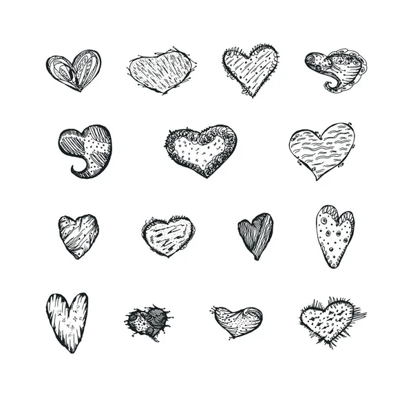Los corazones están hechos a mano para el Día de San Valentín . — Vector de stock