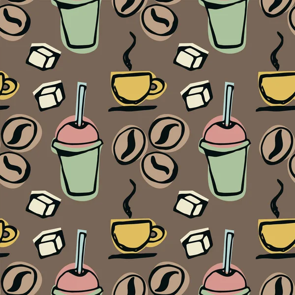 Drinking coffee, tea seamless pattern — Free Stock Photo