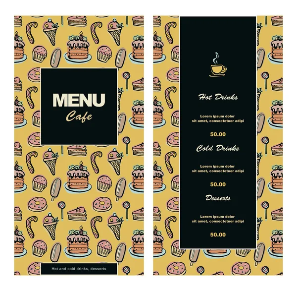 Menu template for cafe — Stock Vector