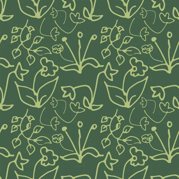 Fleurs et feuilles motif sans couture — Image vectorielle