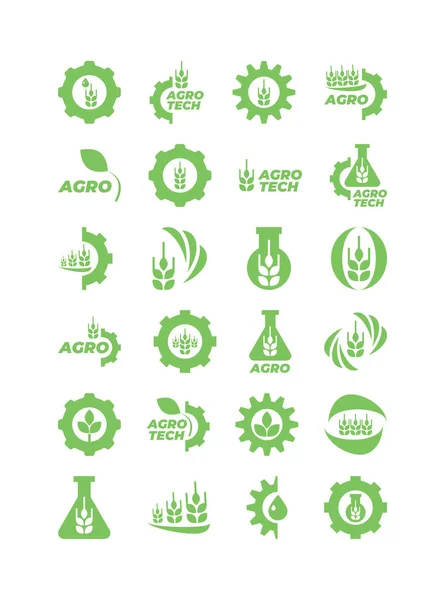 Logo için yeşil agro ve biyo simgeleri seti