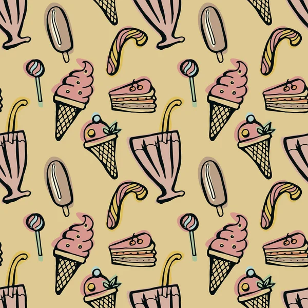 Desserts motif sans couture — Image vectorielle