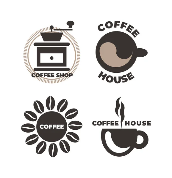 Coffee shop logo pictogrammenset. — Stockvector