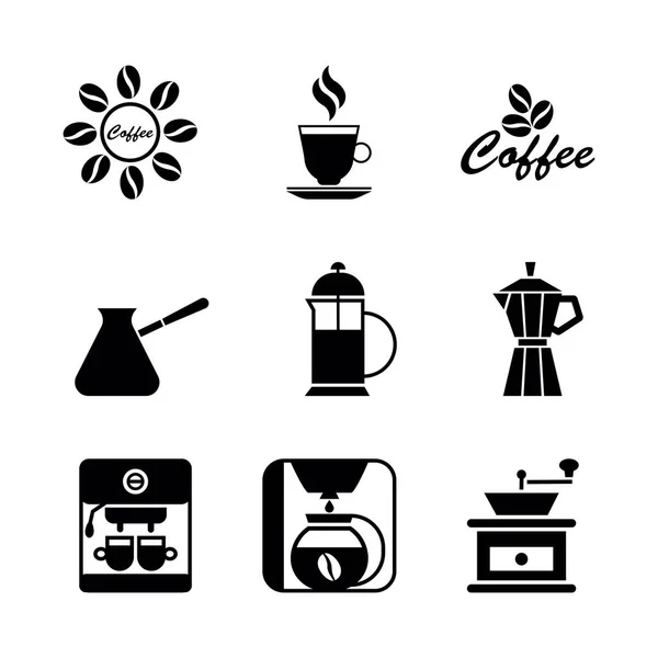 Symbolset für Coffeeshops. — Stockvektor