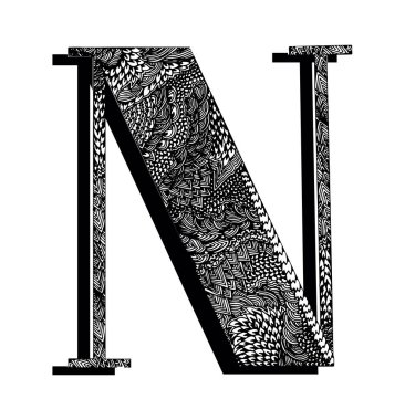 Büyük harf N el çizilir