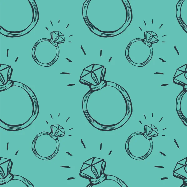 Bezešvý vzor diamantového prstenu. doodle — Stockový vektor