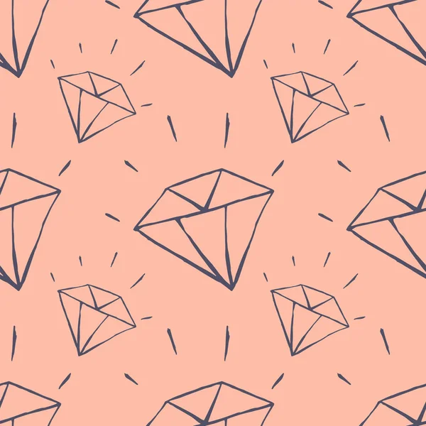Diamant naadloos patroon. handgetekende doodle — Stockvector