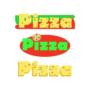Logo için pizza harfleri. Vektör rengi izole edildi.