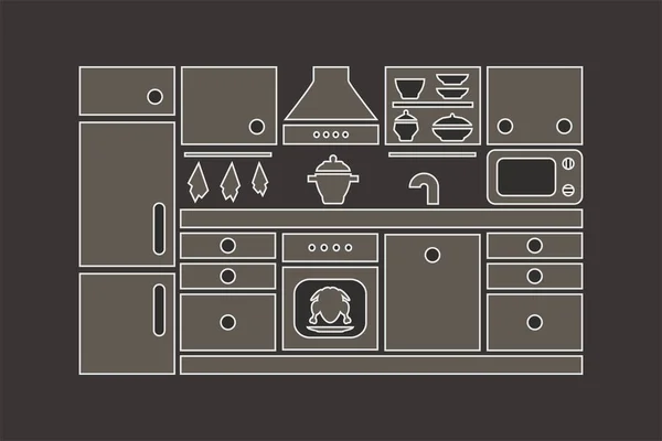 Кухонні Меблі Значок Векторні Ізольовані Силуетні Ілюстрації — стоковий вектор