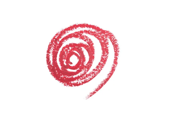 Delicato colpo di rossetto rosso a spirale isolato su bianco . — Foto Stock