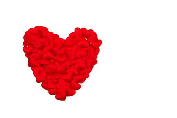 하얀 배경에 고립된 작은 심장으로 만들어 진 커다란 빨간 심장이었습니다. 발렌타인데이 컨셉. — 스톡 사진