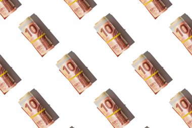 Beyaz arka plan üzerinde izole para on euro ile Desen.