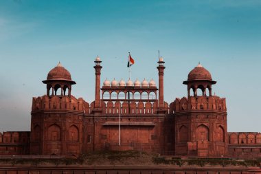 Hindistan seyahat turizmi arka plan - \Red Fort (Lal Qila) Delhi - Dünya Mirası Alanı. Delhi, Hindistan