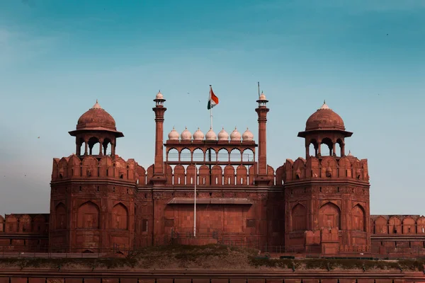 Hindistan seyahat turizmi arka plan - \Red Fort (Lal Qila) Delhi - Dünya Mirası Alanı. Delhi, Hindistan