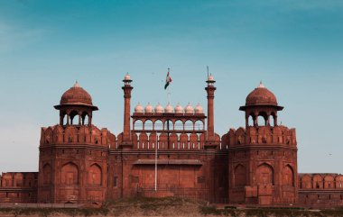 Hindistan seyahat turizmi arka plan - \Red Fort (Lal Qila) Delhi - Dünya Mirası Alanı. Delhi, Hindistan
