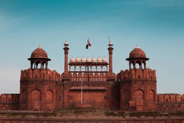 Hindistan seyahat turizmi arka plan - \Red Fort (Lal Qila) Delhi - Dünya Mirası Alanı. Delhi, Hindistan