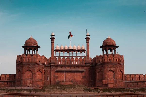 Hindistan seyahat turizmi arka plan - \Red Fort (Lal Qila) Delhi - Dünya Mirası Alanı. Delhi, Hindistan