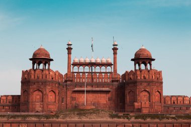 Hindistan seyahat turizmi arka plan - \Red Fort (Lal Qila) Delhi - Dünya Mirası Alanı. Delhi, Hindistan