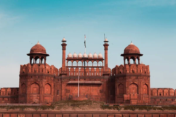 India travel tourism background - \Red Fort (Lal Qila) Delhi - World Heritage Site. Delhi, India — Stock Photo, Image