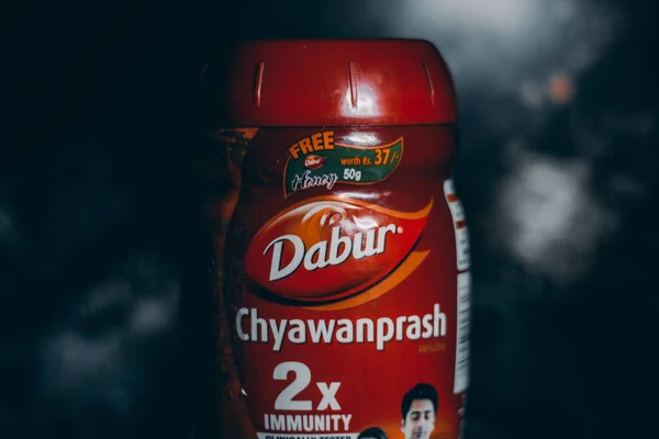 Delhi Indie May 2020 Dabur Produkt Chyawanprash Indie Wykonane Zdrowej — Zdjęcie stockowe