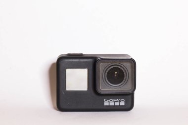 Delhi, Hindistan, 30 Nisan 2020 Gopro Hero 7 siyah eylem 4K Kamera, metin için beyaz arkaplan