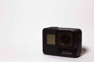 Delhi, Hindistan, 30 Nisan 2020 Gopro Hero 7 siyah eylem 4K Kamera, metin için beyaz arkaplan