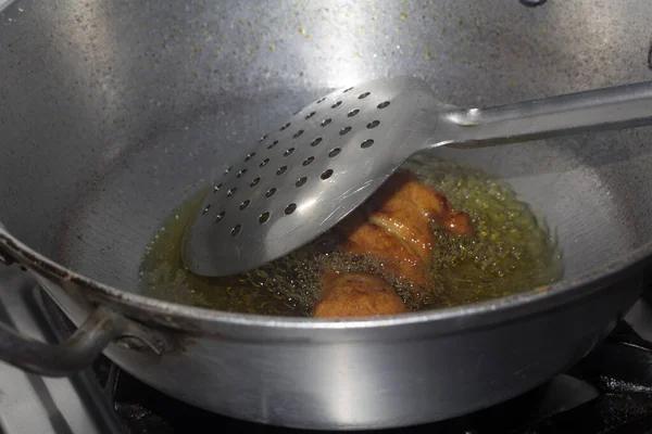 Frying Pakode Pan Oil Very Popular Street Food India Famous — Stock Photo, Image